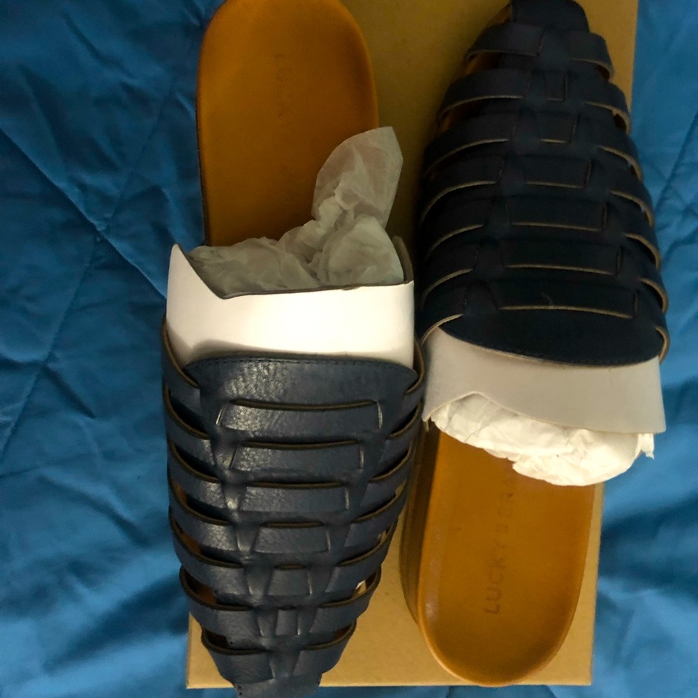 Navy Blue Lucky Brand Huarache Mule